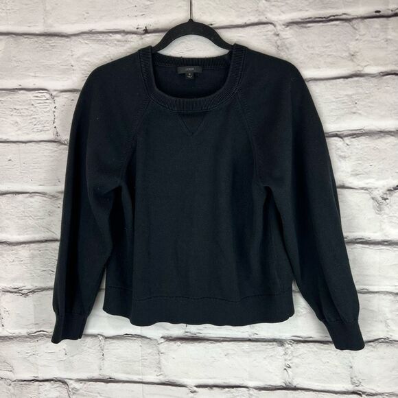 J. Crew Pullover Sweater Black Medium Long Sleeve Crew Neck cashmere blend - Picture 2 of 6
